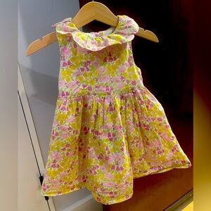 Jacadi Floral Liberty Print Dress with Scallop Collar